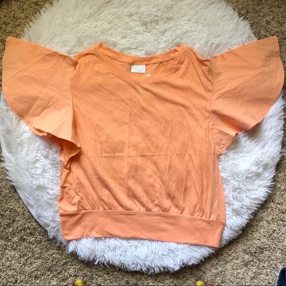 ABOUND • Peach Flutter Sleeve Semi-Crop Tee Blouse - Picture 5 of 6